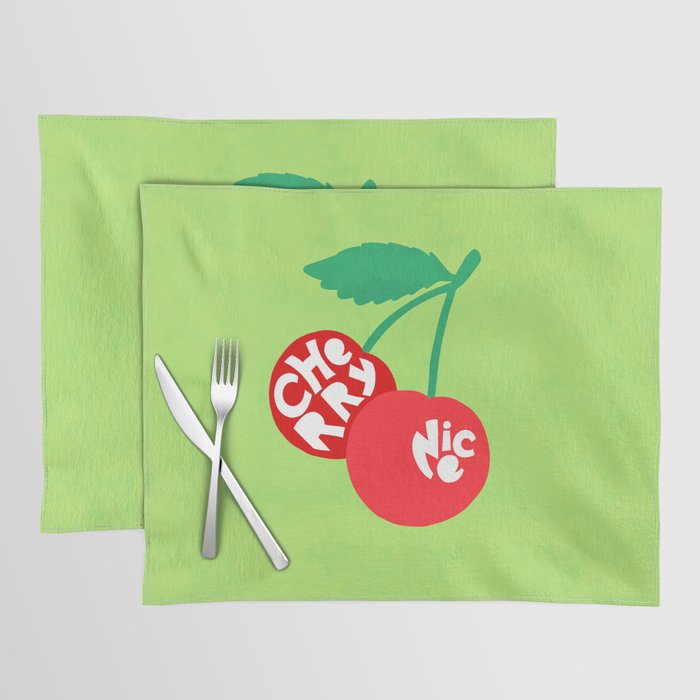 Big fruit Cherry duo with fun pun 'Cherry Nice'  Placemat Gallery Image 1