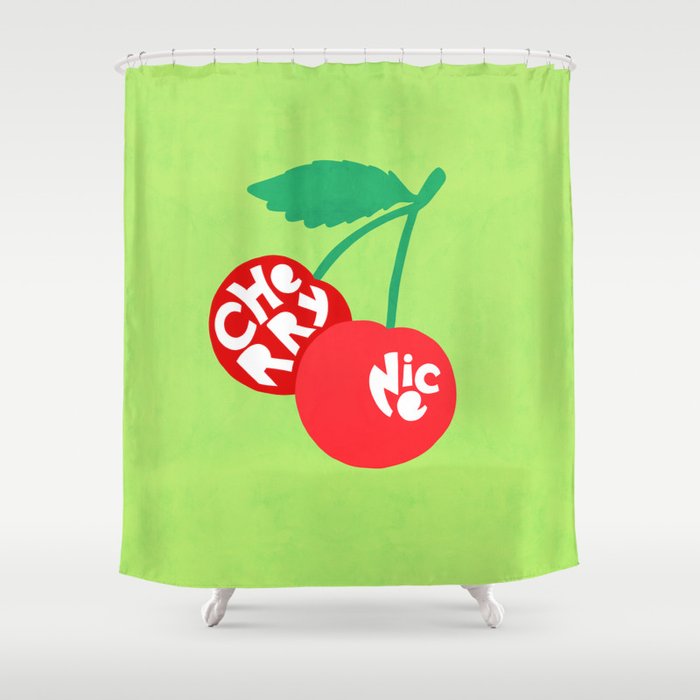 Big fruit Cherry duo with fun pun 'Cherry Nice'  Shower Curtain Gallery Image 1