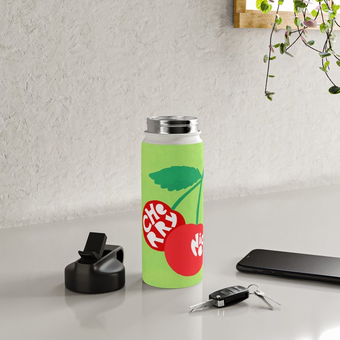Big fruit Cherry duo with fun pun 'Cherry Nice'  Water Bottle Gallery Image 4