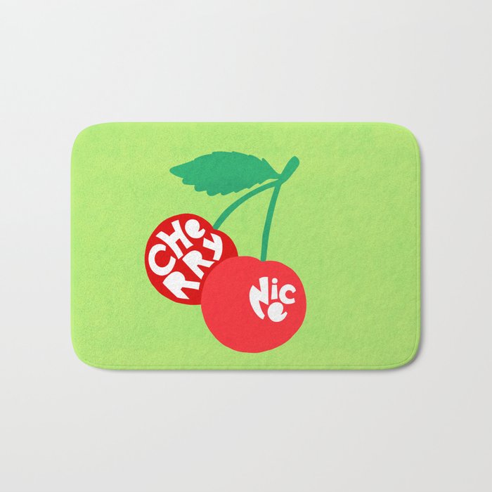 Big fruit Cherry duo with fun pun 'Cherry Nice'  Bath Mat Gallery Image 1