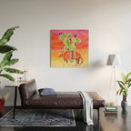Armadillo and Cactus - Sunset Ombre Background Wood Wall Art Gallery Image 2