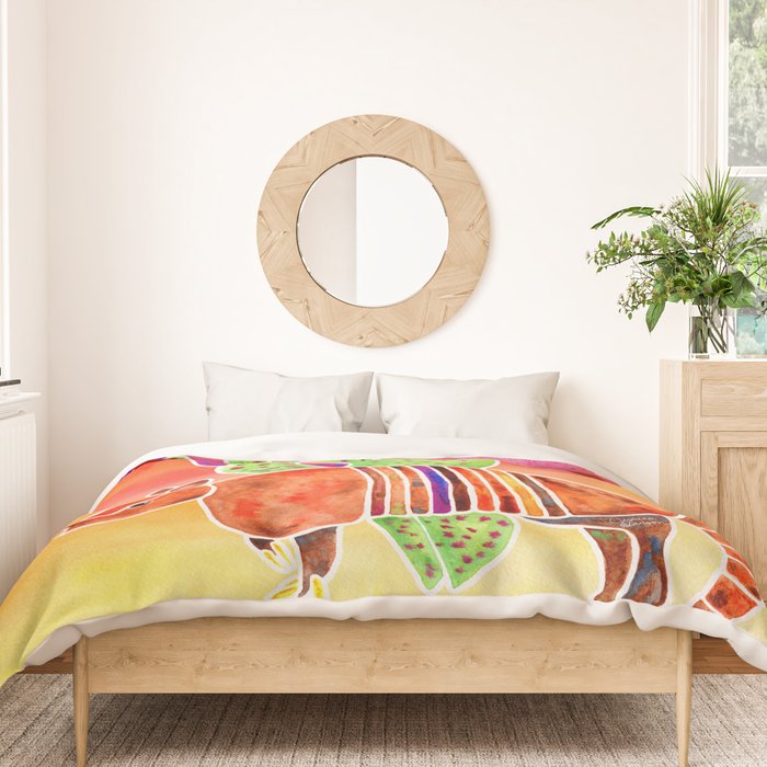 Armadillo and Cactus - Sunset Ombre Background Duvet Cover Gallery Image 3