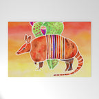 Armadillo and Cactus - Sunset Ombre Background Welcome Mat Gallery Image 1