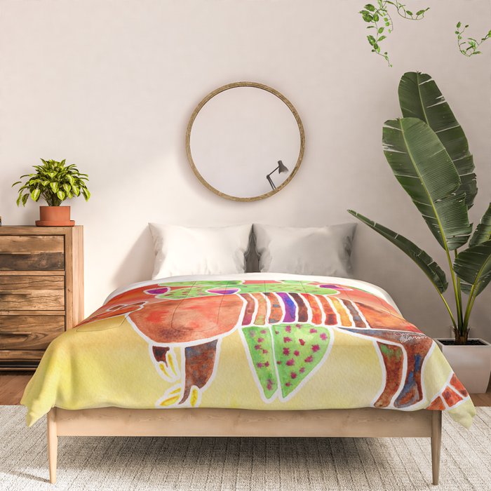 Armadillo and Cactus - Sunset Ombre Background Comforter Gallery Image 3