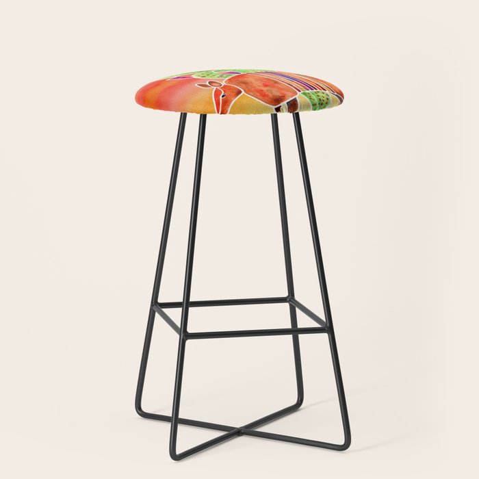 Armadillo and Cactus - Sunset Ombre Background Stool Gallery Image 1
