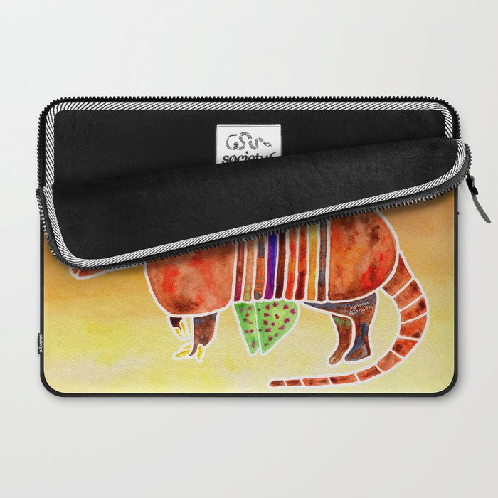 Armadillo and Cactus - Sunset Ombre Background Laptop Sleeve Gallery Image 2