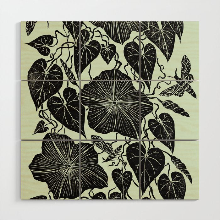Moonflowers with Moths Wood Wall Art Gallery Image 1