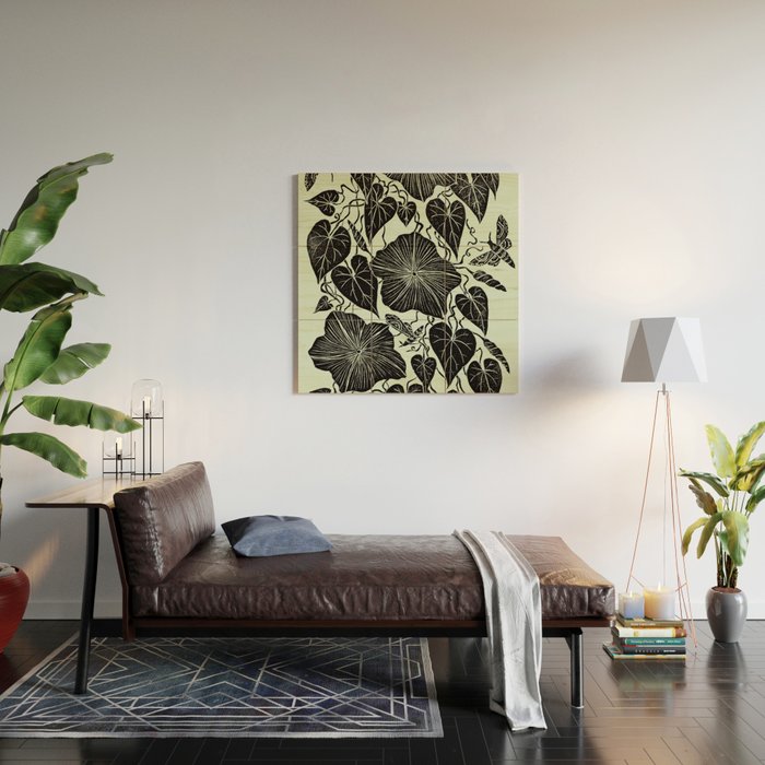 Moonflowers with Moths Wood Wall Art Gallery Image 2