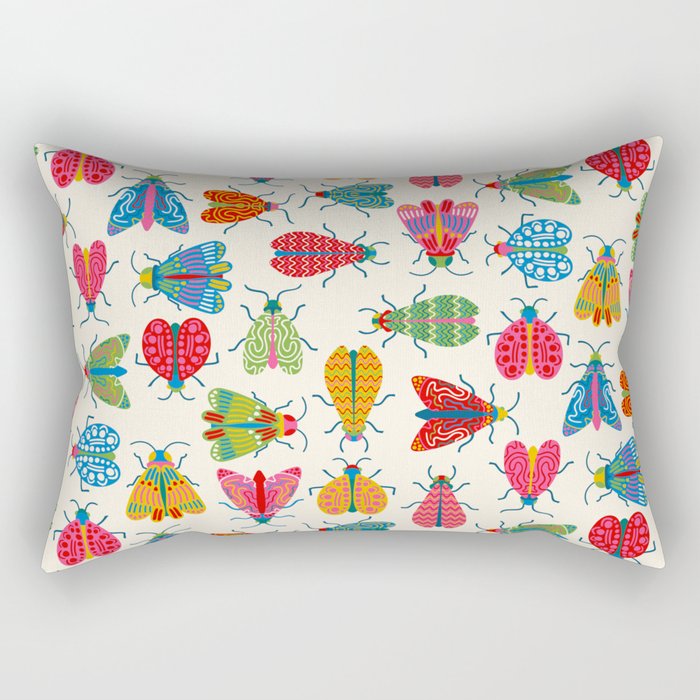 Wonderful Winged Insects - Colorful Retro Bugs Rectangular Pillow Gallery Image 2