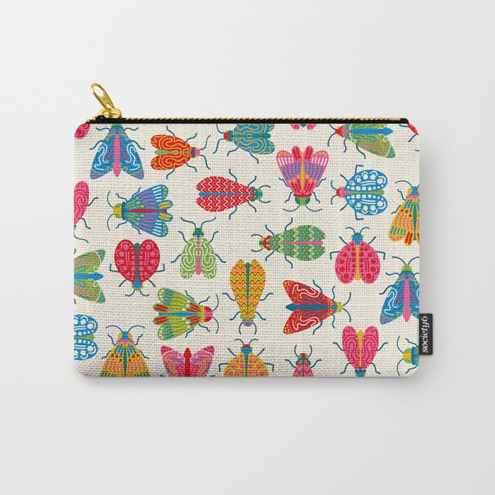 Wonderful Winged Insects - Colorful Retro Bugs Carry All Pouch Gallery Image 1