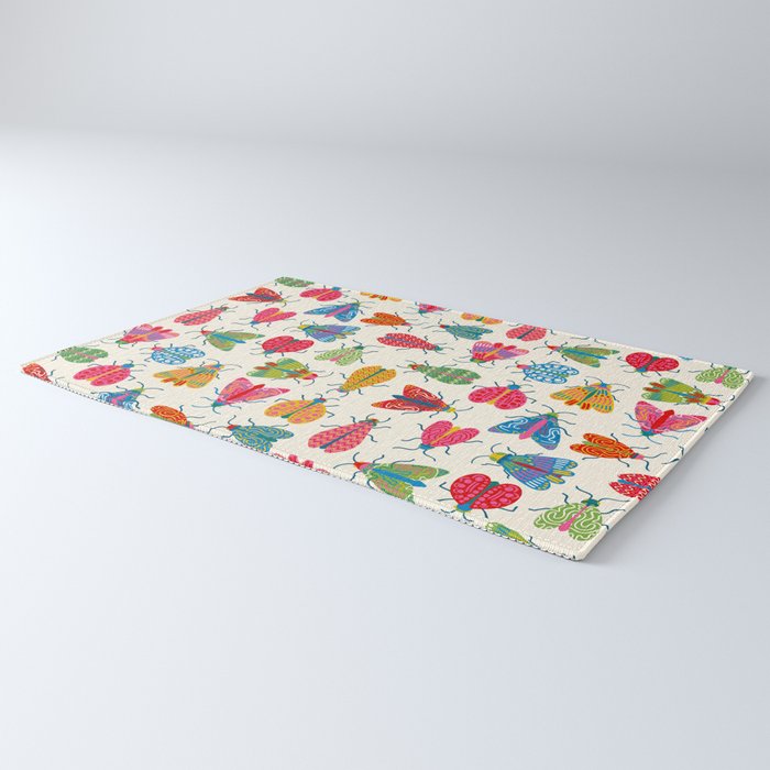 Wonderful Winged Insects - Colorful Retro Bugs Rug Gallery Image 3