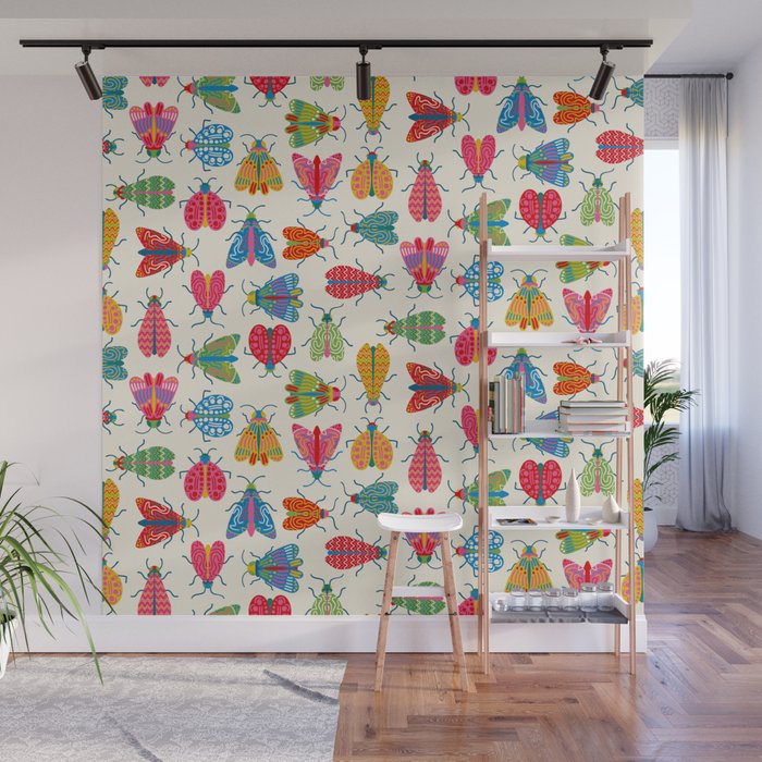 Wonderful Winged Insects - Colorful Retro Bugs Wall Mural Gallery Image 1