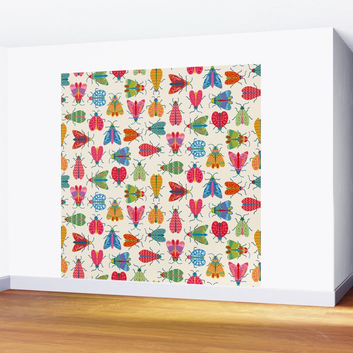 Wonderful Winged Insects - Colorful Retro Bugs Wall Mural Gallery Image 2