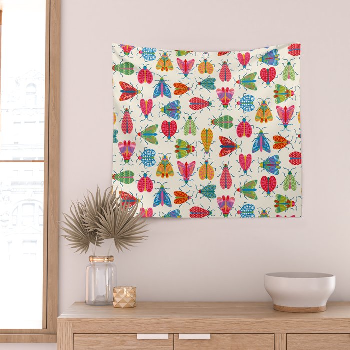 Wonderful Winged Insects - Colorful Retro Bugs Wall Tapestry Gallery Image 2