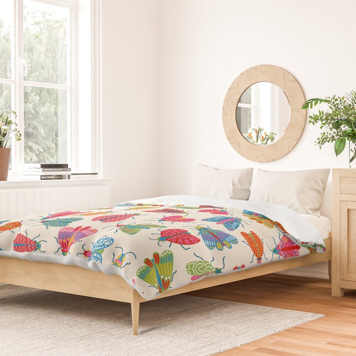 Wonderful Winged Insects - Colorful Retro Bugs Duvet Cover Gallery Image 2