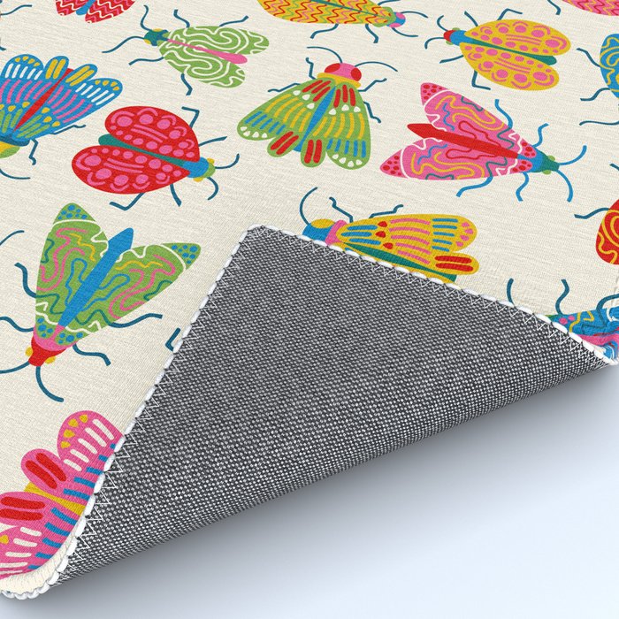 Wonderful Winged Insects - Colorful Retro Bugs Rug Gallery Image 4