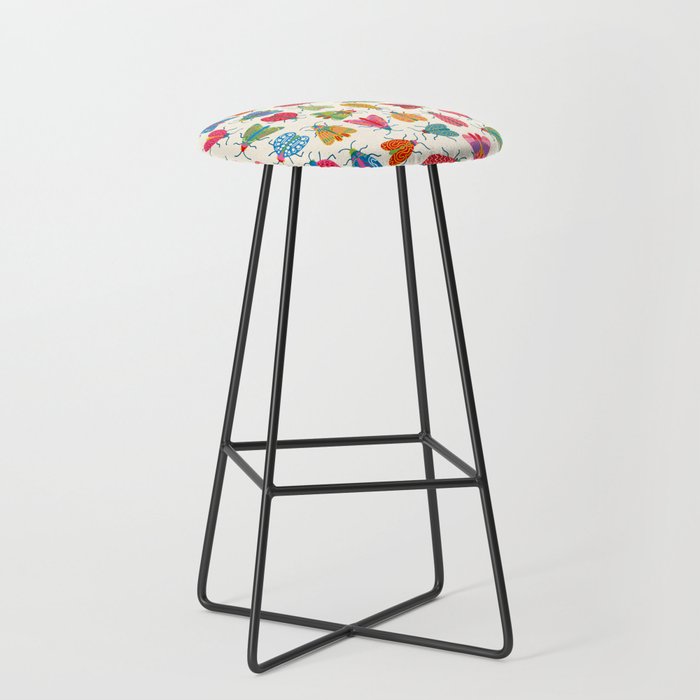 Wonderful Winged Insects - Colorful Retro Bugs Stool Gallery Image 1
