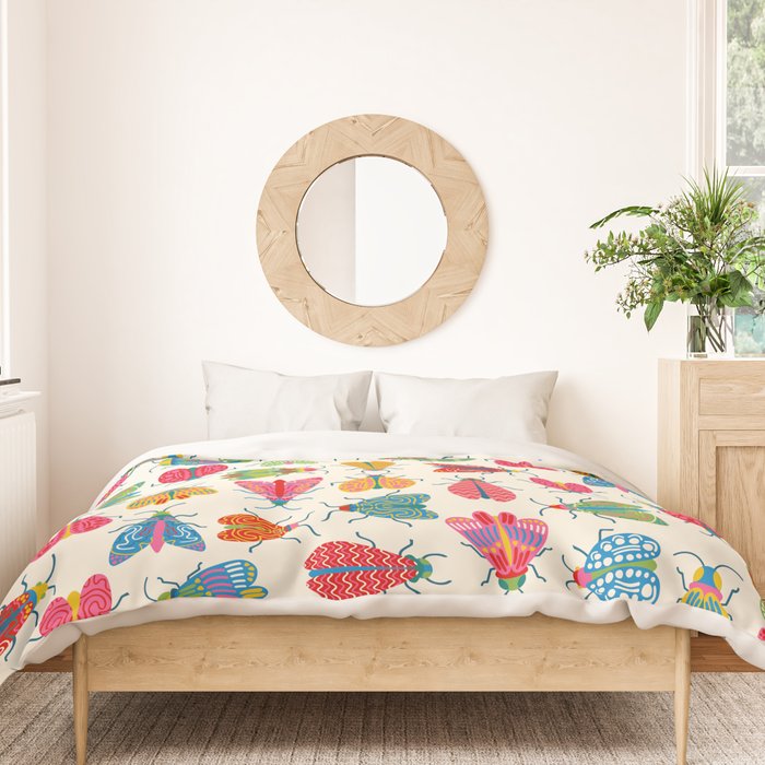 Wonderful Winged Insects - Colorful Retro Bugs Duvet Cover Gallery Image 3