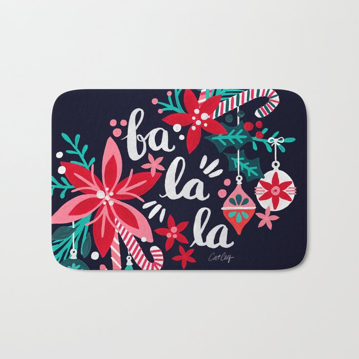 Fa La La Bouquet - Navy Bath Mat Gallery Image 1