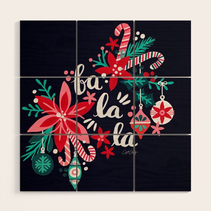 Fa La La Bouquet - Navy Wood Wall Art Gallery Image 1