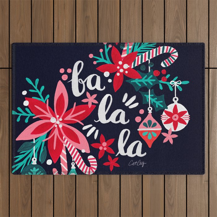 Fa La La Bouquet - Navy Outdoor Rug Gallery Image 1