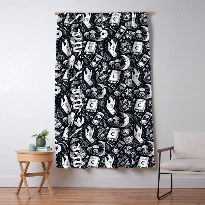 Witchy Things In Black And White Window Curtain Gallery Image 1