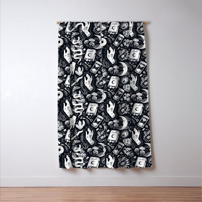 Witchy Things In Black And White Window Curtain Gallery Image 3