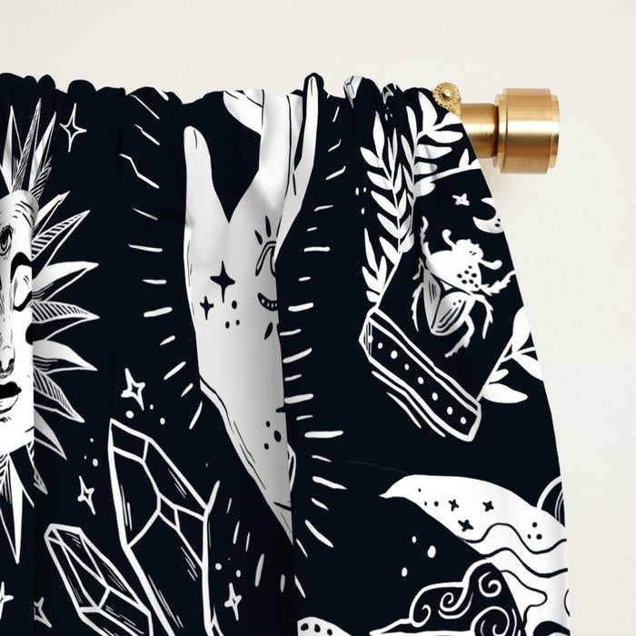 Witchy Things In Black And White Window Curtain Gallery Image 2