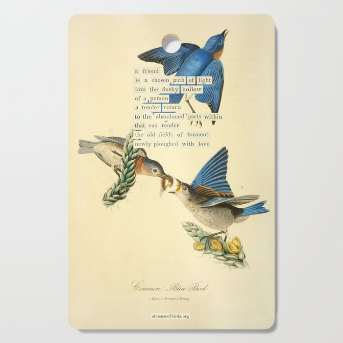 Bird Divinations: Blue Bird (about: almanacofbirds.org) Cutting Board Gallery Image 1
