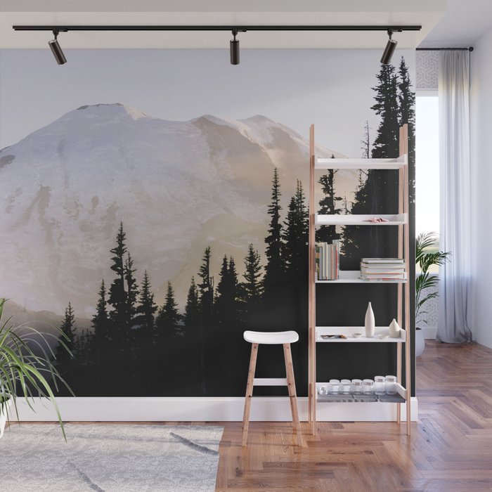 Cascade Mountain High - Mount Rainier Sunset Wall Mural Gallery Image 1