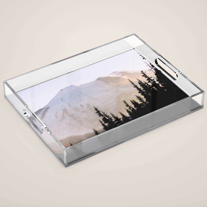 Cascade Mountain High - Mount Rainier Sunset Acrylic Tray Gallery Image 1