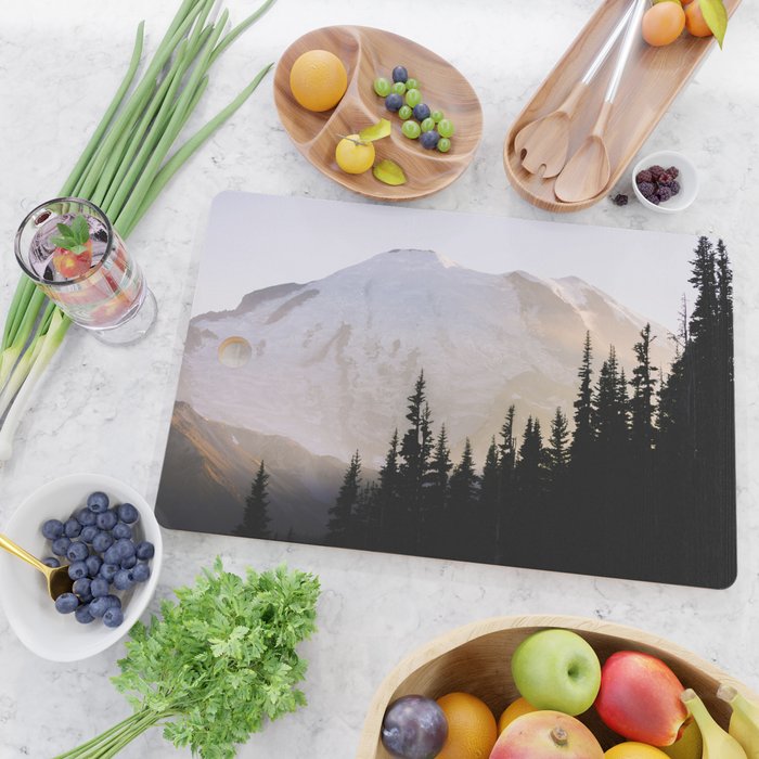 Cascade Mountain High - Mount Rainier Sunset Cutting Board Gallery Image 2