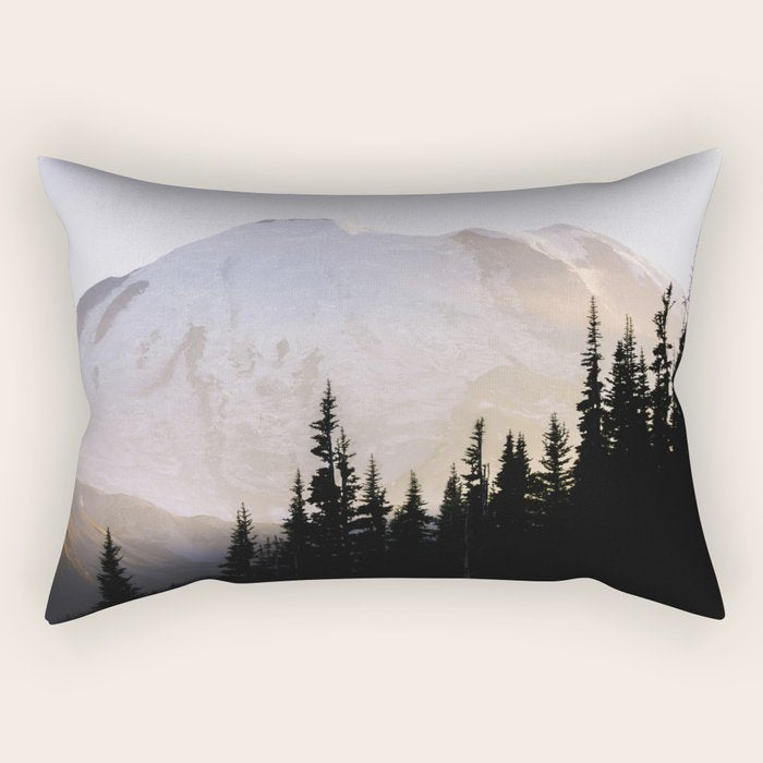 Cascade Mountain High - Mount Rainier Sunset Rectangular Pillow Gallery Image 1
