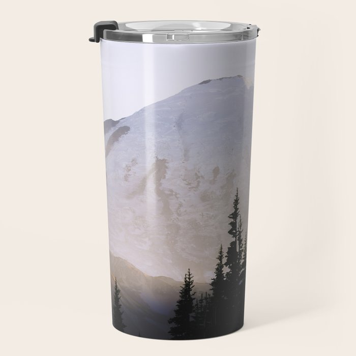 Cascade Mountain High - Mount Rainier Sunset Travel Mug Gallery Image 3
