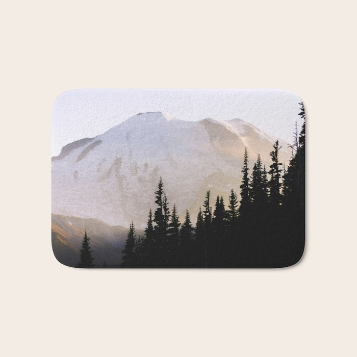 Cascade Mountain High - Mount Rainier Sunset Bath Mat Gallery Image 1
