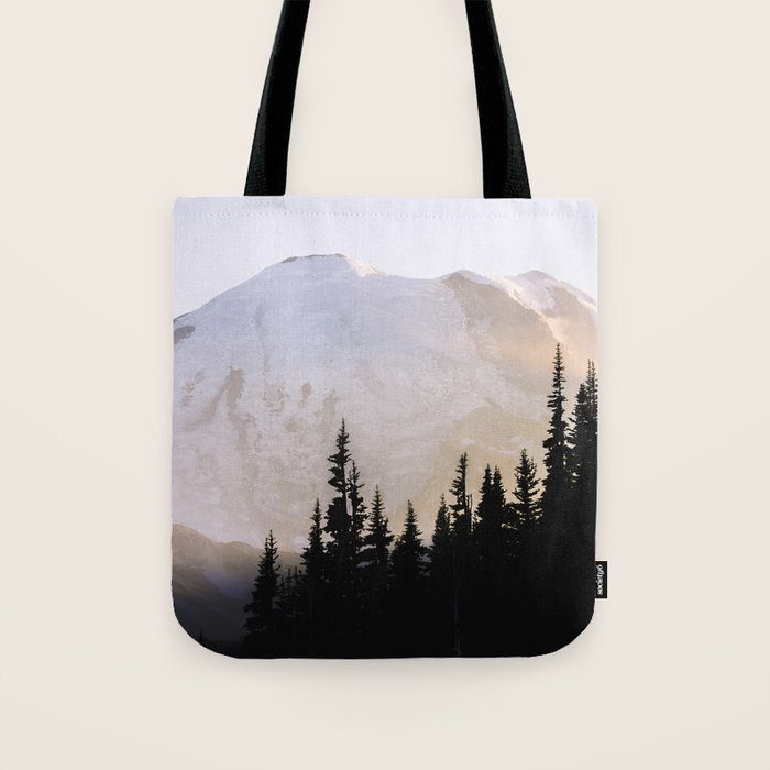 Cascade Mountain High - Mount Rainier Sunset Tote Bag Gallery Image 1