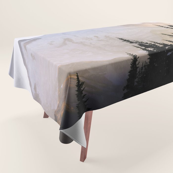 Cascade Mountain High - Mount Rainier Sunset Tablecloth Gallery Image 1