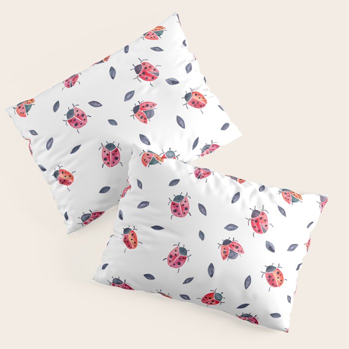 Lucky Ladybugs & Black Leaves Pillow Sham Gallery Image 3