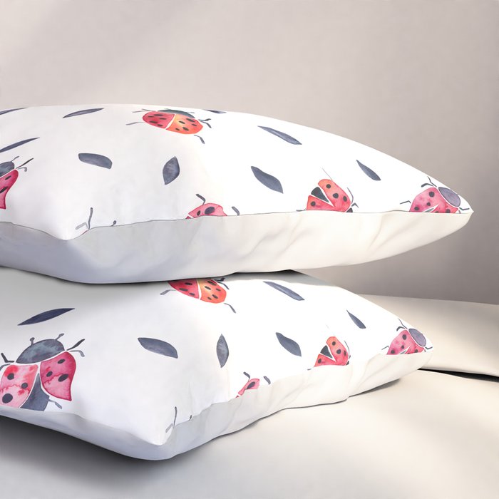 Lucky Ladybugs & Black Leaves Pillow Sham Gallery Image 3