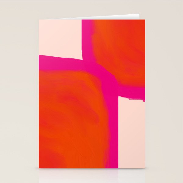Touching Corners (Pink and Bold Orange) Stationery Card Gallery Image 1