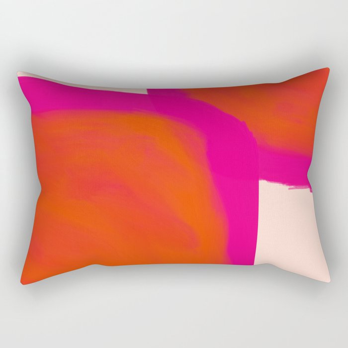 Touching Corners (Pink and Bold Orange) Rectangular Pillow Gallery Image 2