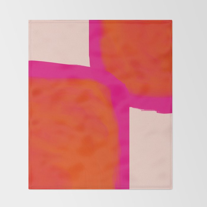 Touching Corners (Pink and Bold Orange) Throw Blanket Gallery Image 2