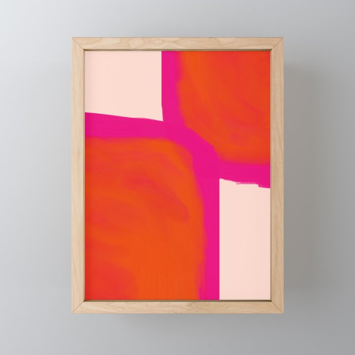Touching Corners (Pink and Bold Orange) Mini Art Print Gallery Image 1