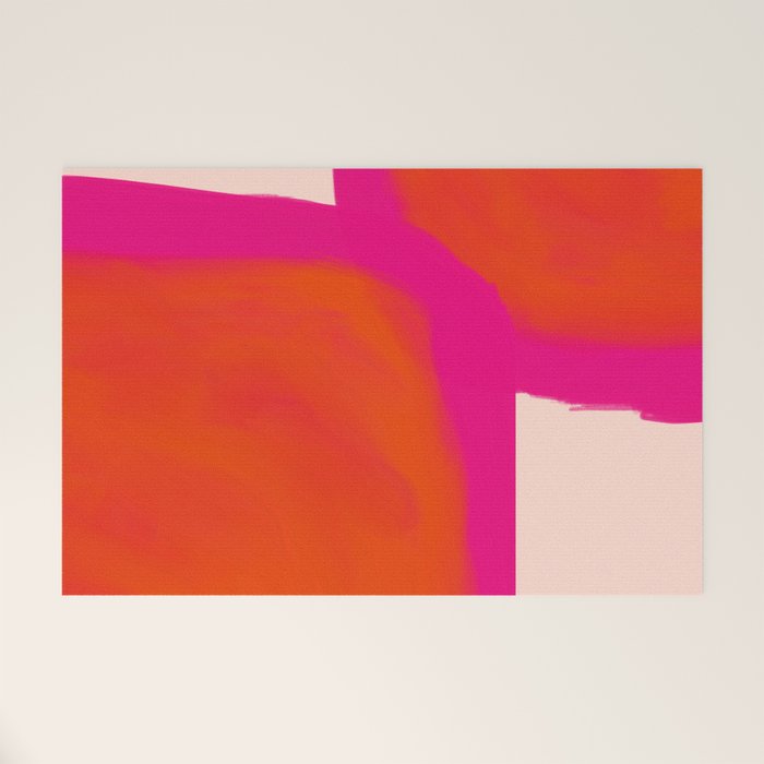 Touching Corners (Pink and Bold Orange) Welcome Mat Gallery Image 1