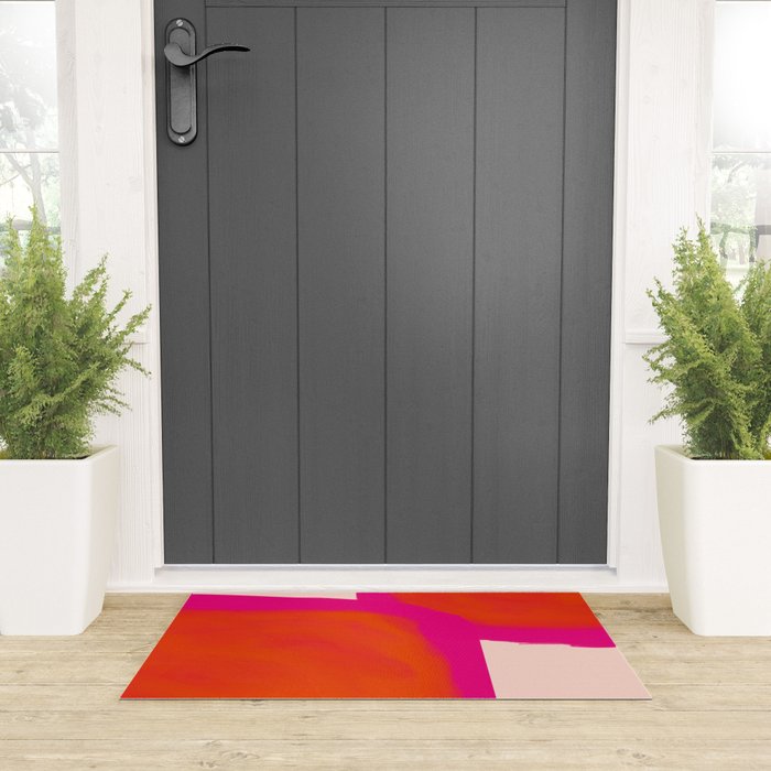 Touching Corners (Pink and Bold Orange) Welcome Mat Gallery Image 3