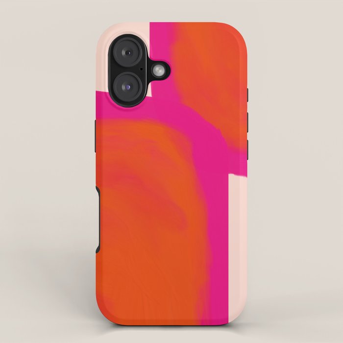 Touching Corners (Pink and Bold Orange) iPhone Case Gallery Image 1