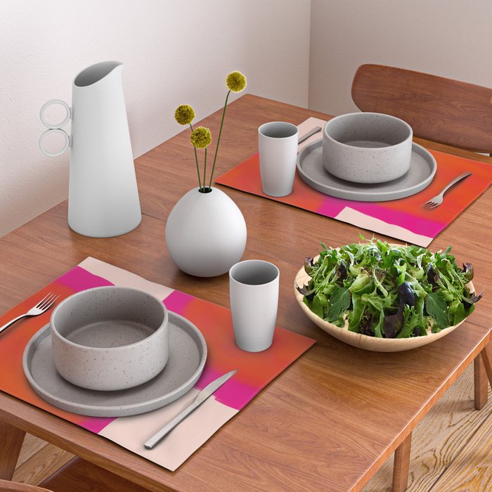 Touching Corners (Pink and Bold Orange) Placemat Gallery Image 2