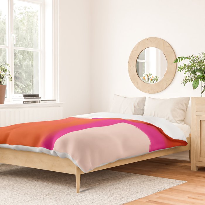 Touching Corners (Pink and Bold Orange) Duvet Cover Gallery Image 2