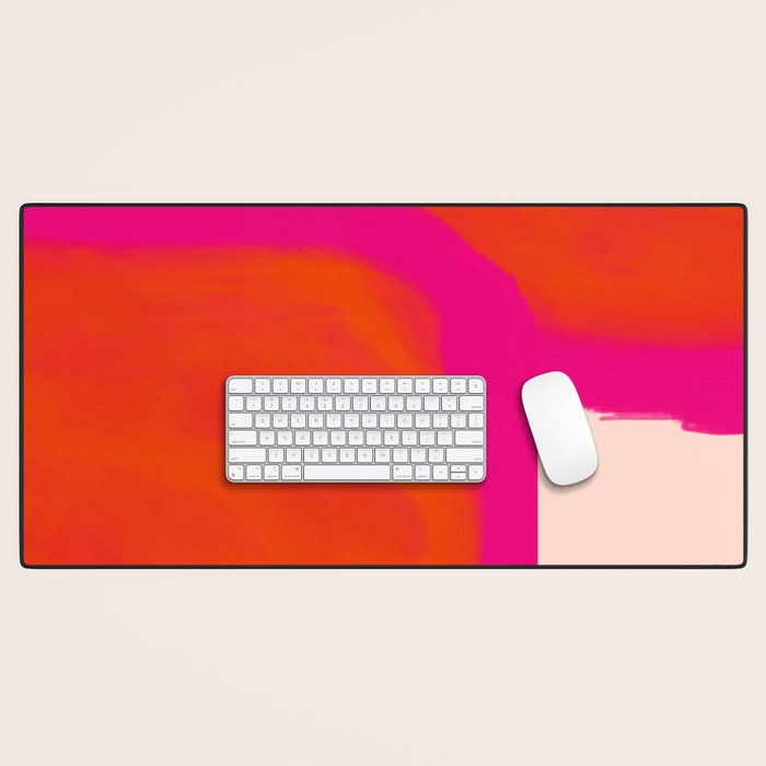Touching Corners (Pink and Bold Orange) Desk Mat Gallery Image 1