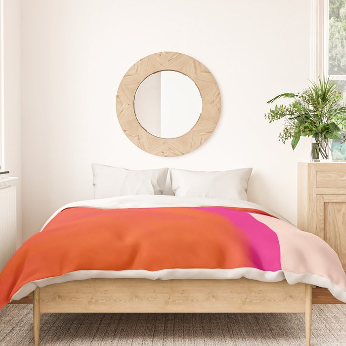 Touching Corners (Pink and Bold Orange) Duvet Cover Gallery Image 3